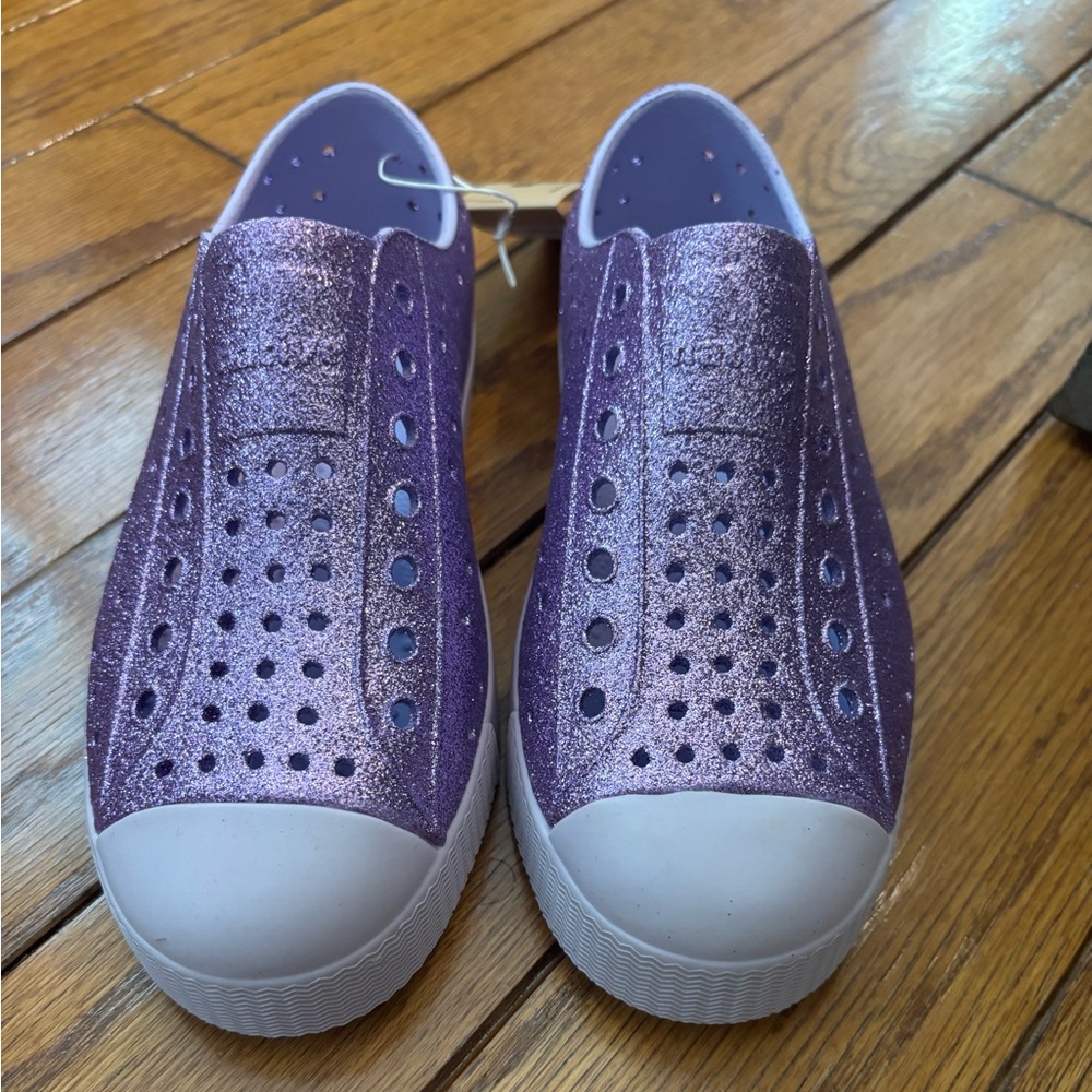 Native Shoes Kids Purple Glitter Slip-Ons